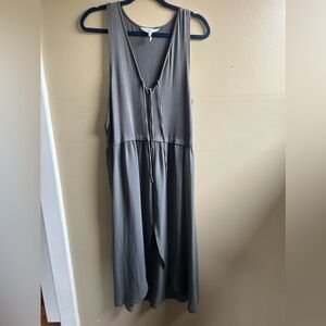 BCBGeneration Tunic Gray Tank Top Sheer Tie Front Large